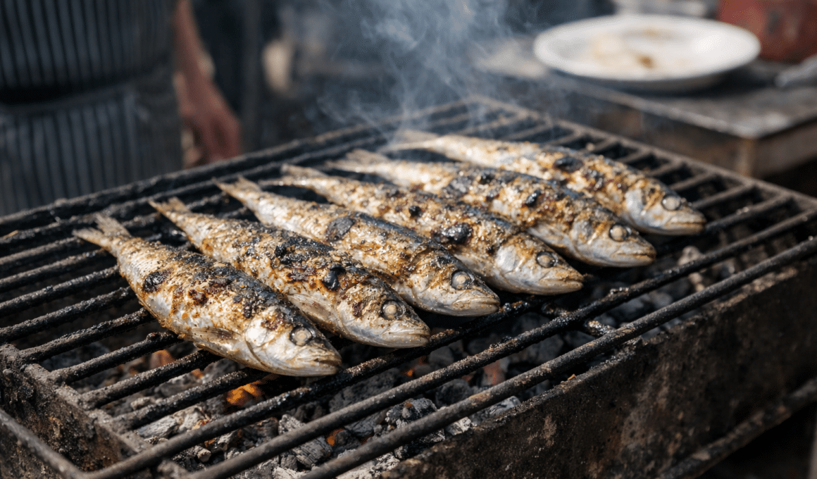 Sardinhas Assadas sur barbecue