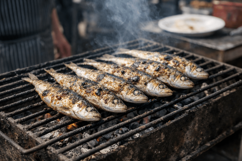 Sardinhas Assadas sur barbecue